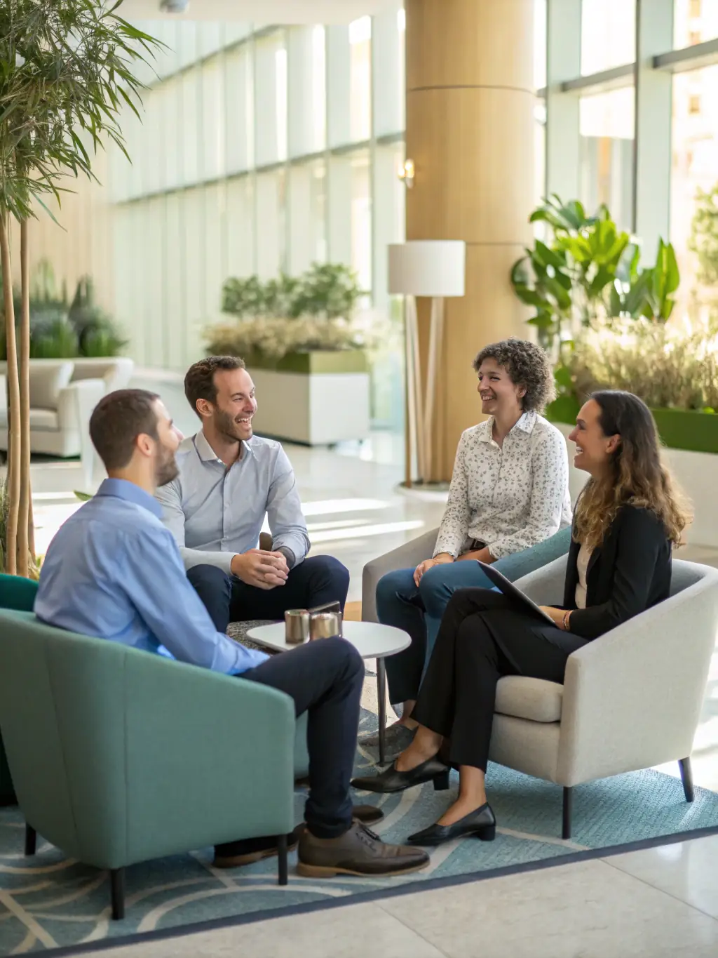 A photo of CLUB CIOTADEN members socializing during a break at a club meeting, highlighting the social aspect of the organization.