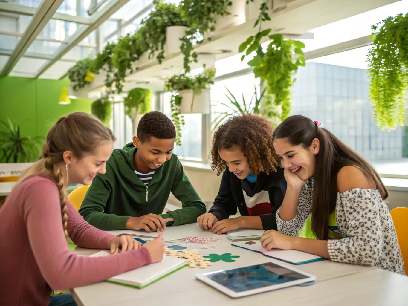 A photograph of CLUB CIOTADEN members collaborating on a complex numbers puzzle, emphasizing teamwork and problem-solving skills in a collaborative setting.