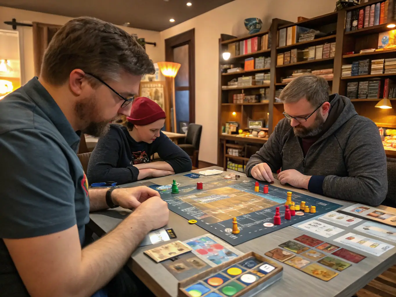 An image depicting CLUB CIOTADEN members engrossed in a letters tournament, highlighting concentration and strategic wordplay in a competitive yet supportive setting.